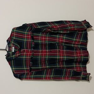 Festive oversized dress shirt bought at Francesca's, Harper Heritage line